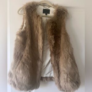 Banana Republic Cream and Tan Faux Fur Vest